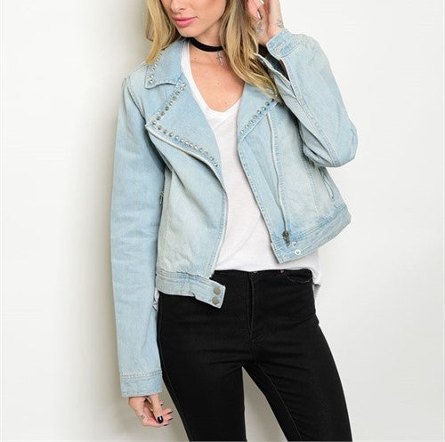 Denim "couture" studded jacket