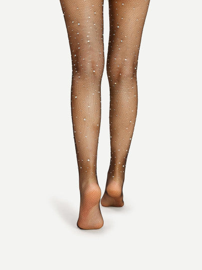 Diamond Rhinestone Embellished Tights Stockings