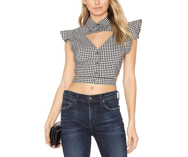 Dolare checkered royal collection crop top