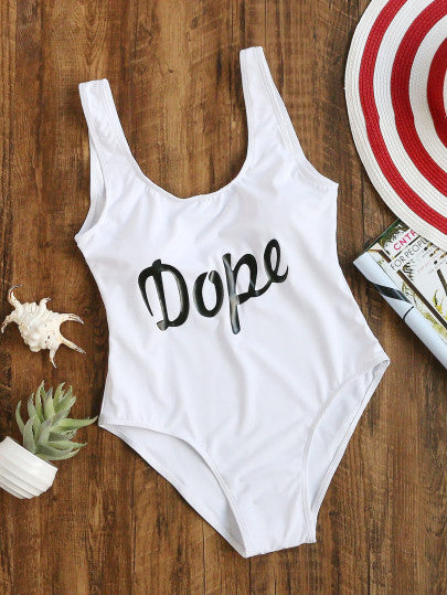 Dope print monokini one piece bikini swimsuit