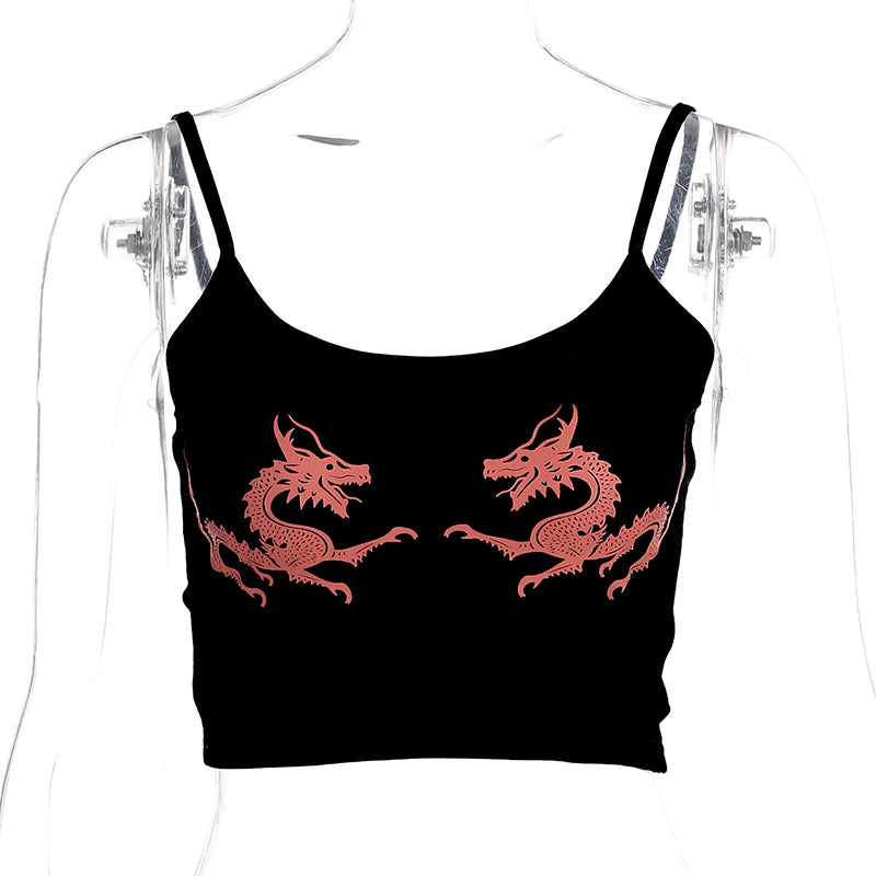 Dragon detail crop tank top