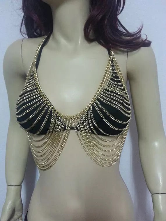 Dripping Drape chain bra top