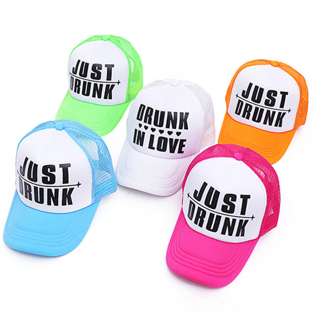 Drunk in love just drunk bachelorette party bride baseball mesh hat