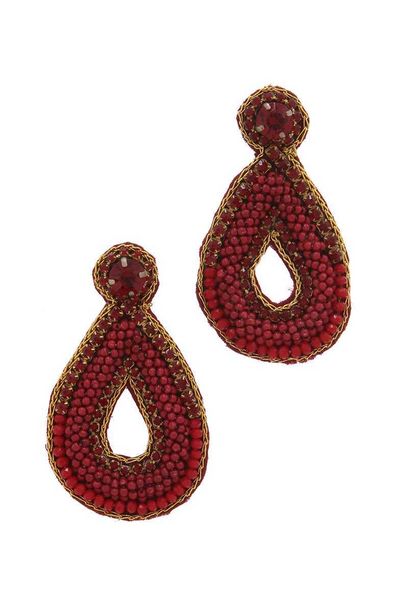 Beaded Teardrop Shape Post Earring