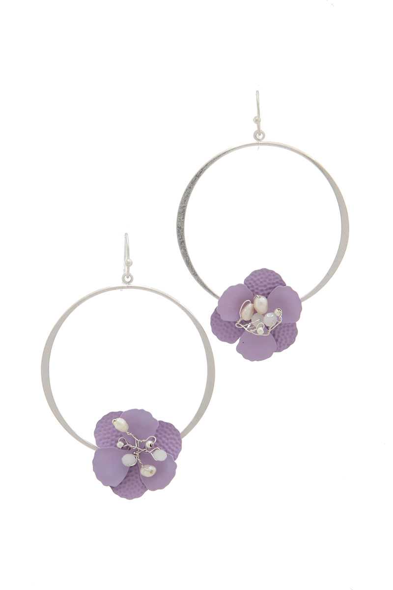 Flower Shape Ring Drop Earring