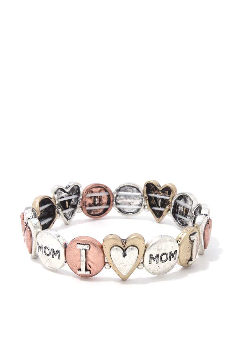 I Love You Mom Stretch Metal Bracelet