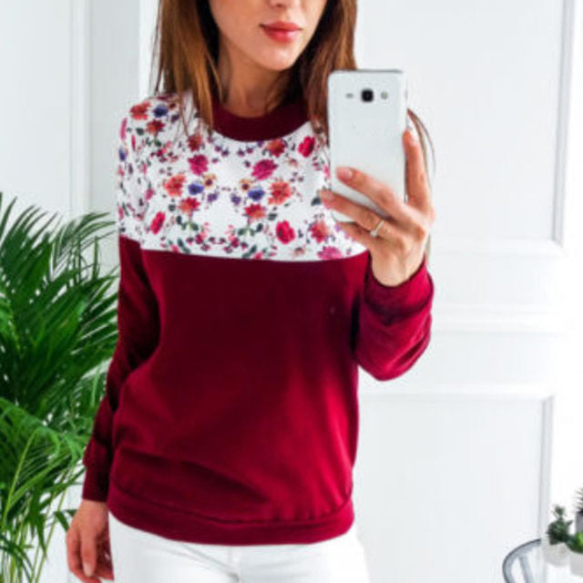 Floral detail long sleeve sweater top