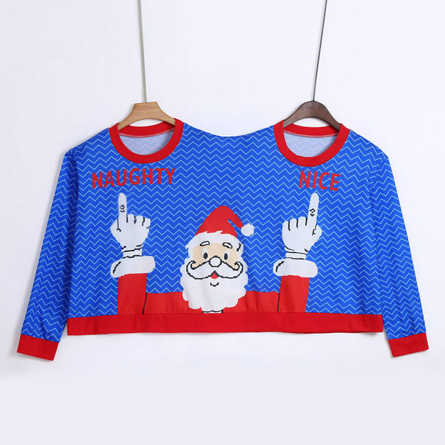 Funny 2 head couples BFF ugly Christmas sweater