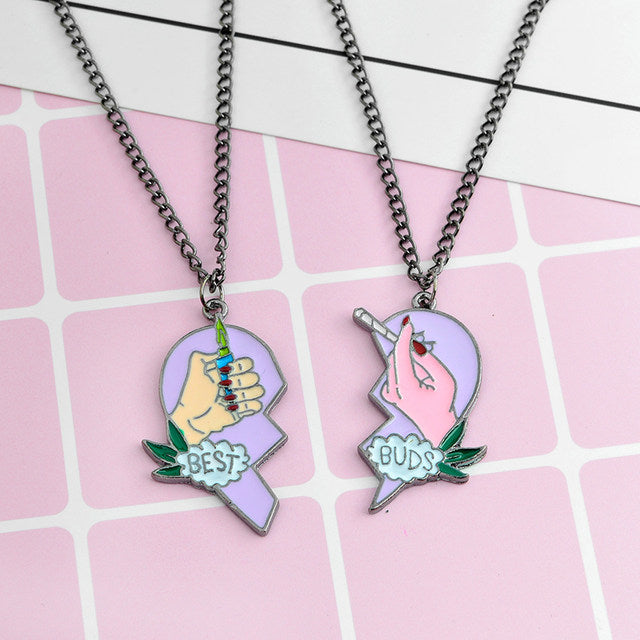 Funny Best buds best friends BFF matching necklace