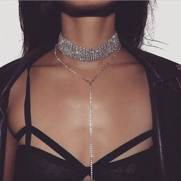 Glam glitz choker drop necklace