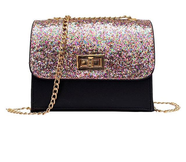 Glitter blast couture chain handbag