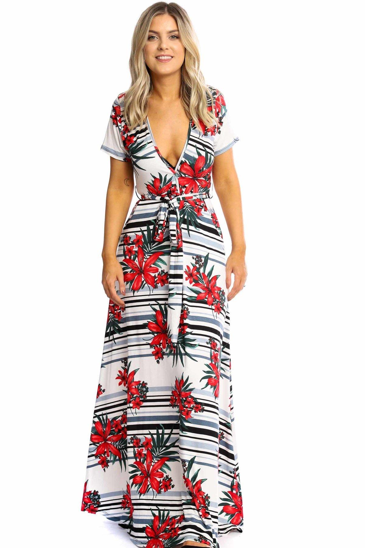 Elegant Plunging Neckline Maxi Dress