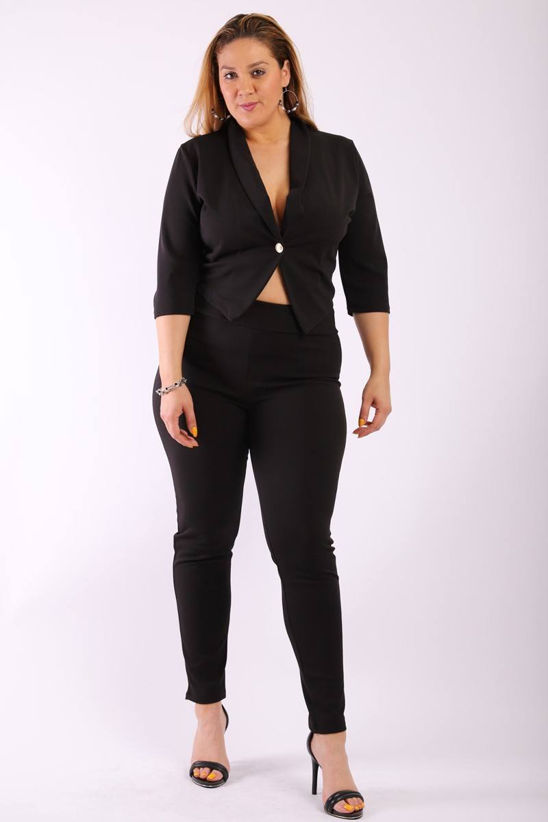 Fitted Two Piece Set Blazer with high waist pants