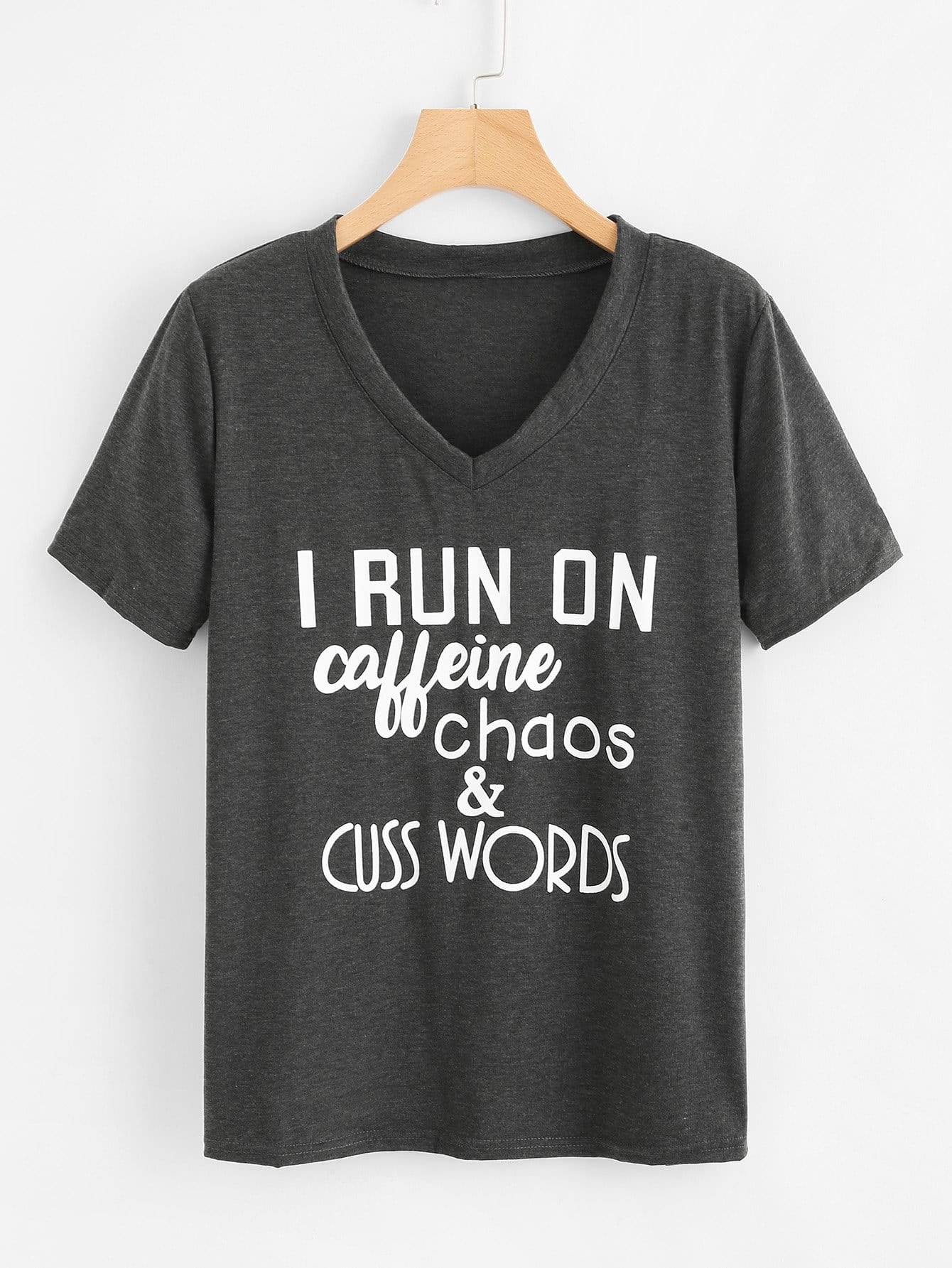 I run on caffeine printed tshirt