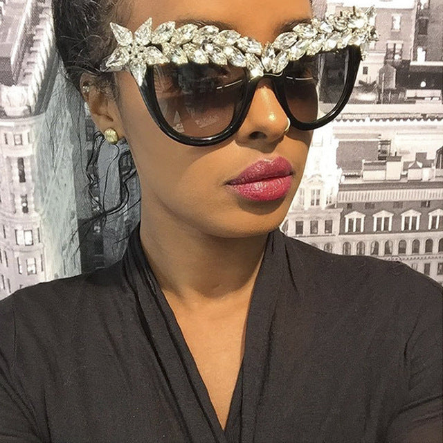 Iconic eyewear- rhinestone bling cat eye sunglasses