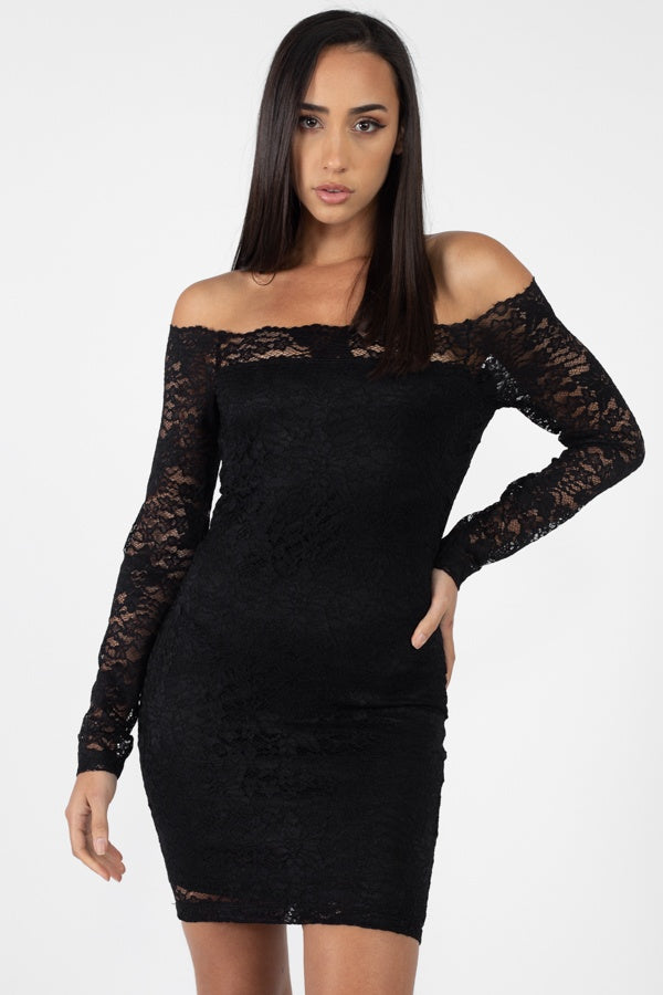 Floral Lace Off Shoulder Dress