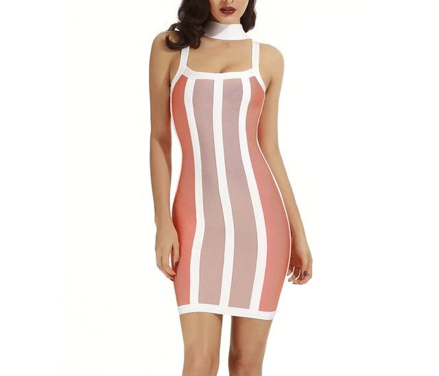 "lucky" choker bandage bodycon dress