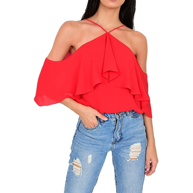 "Samba" Ruffle off the shoulder blouse