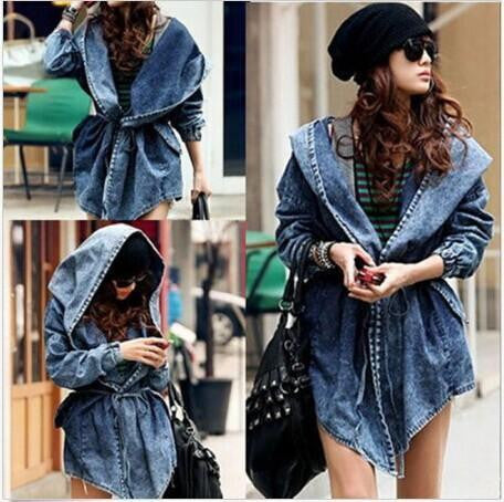 "Slay" Denim oversize hooded jacket