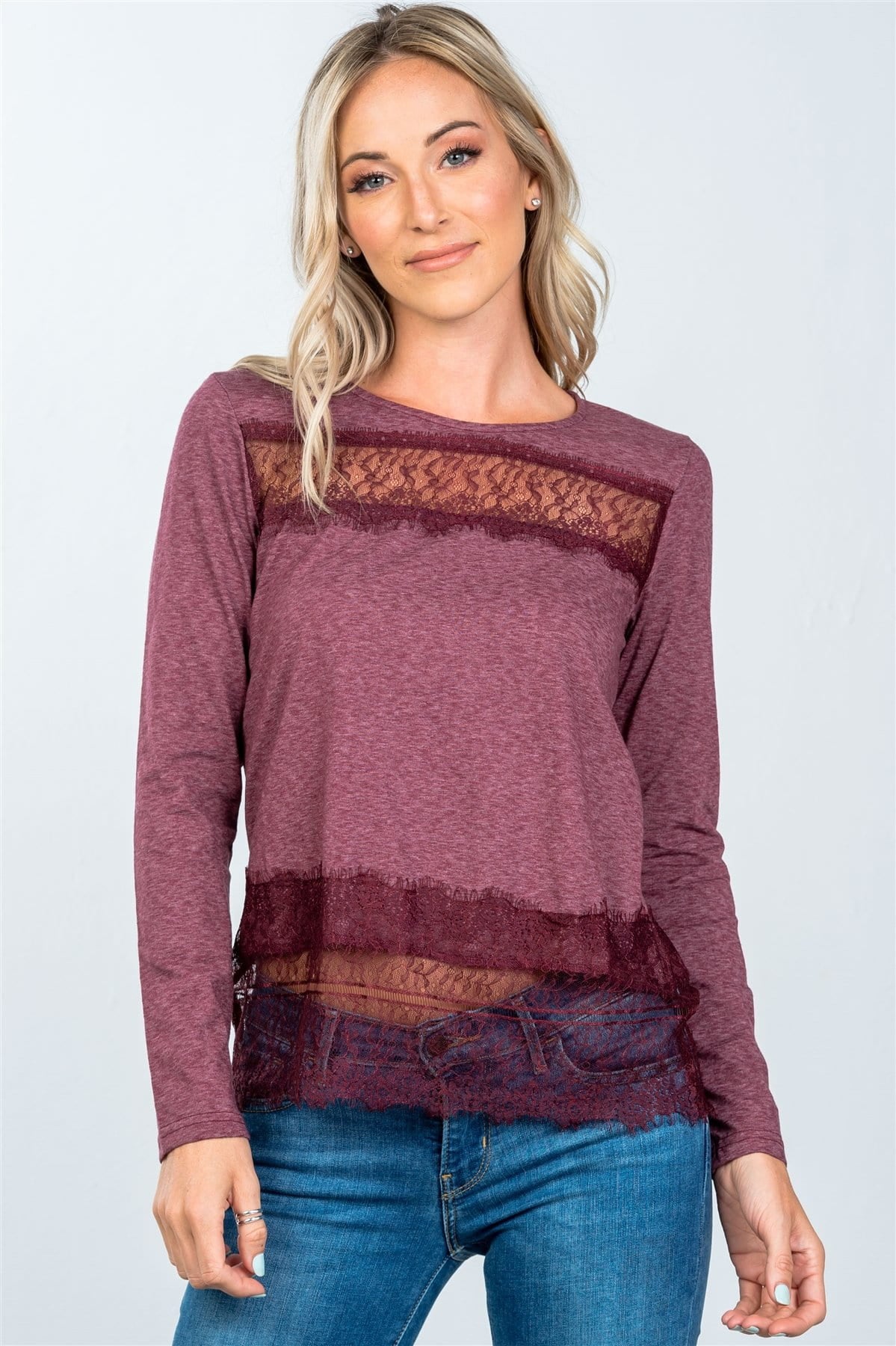 Boho lace-panel and hem top