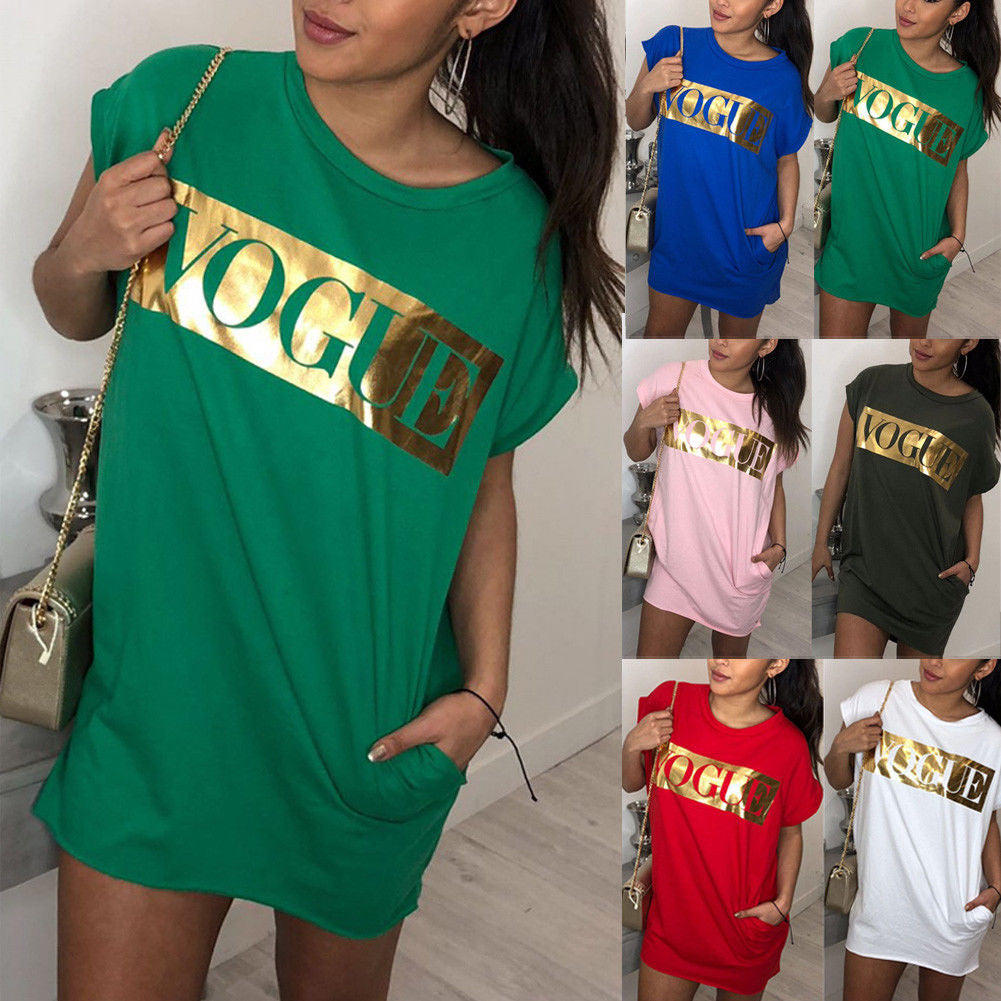 Vogue letter oversize tshirt dress