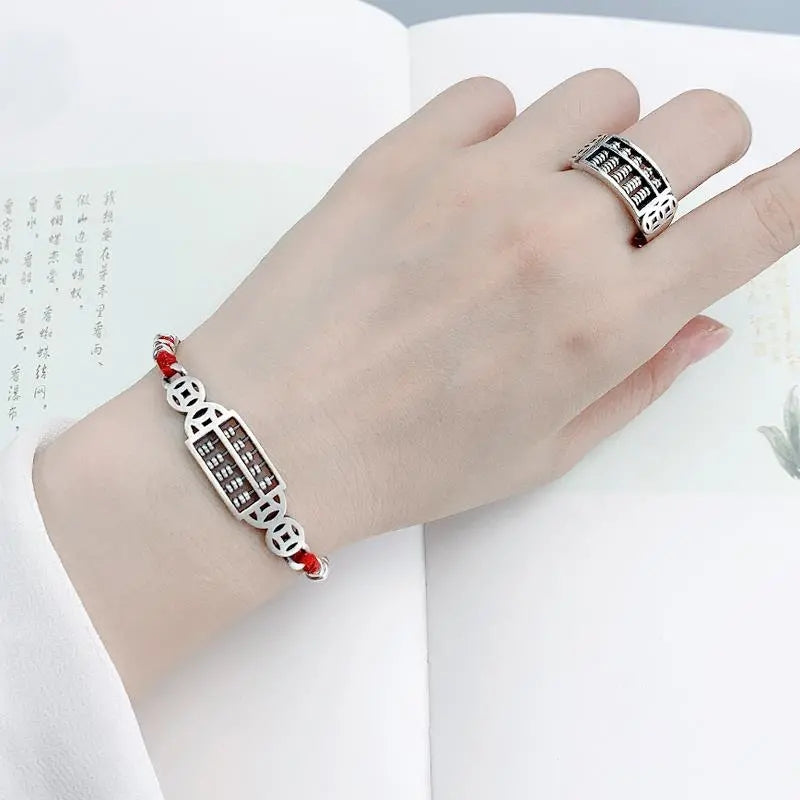 Abacus Designed Pendant Sterling Silver Bracelet Couple Bracelet