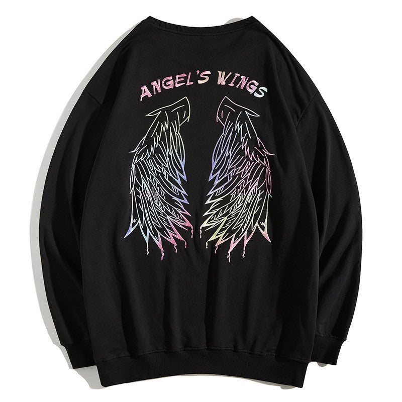 Angel's Wings Embroidery Unisex Oriental Hoodie Cotton Sweatshirt