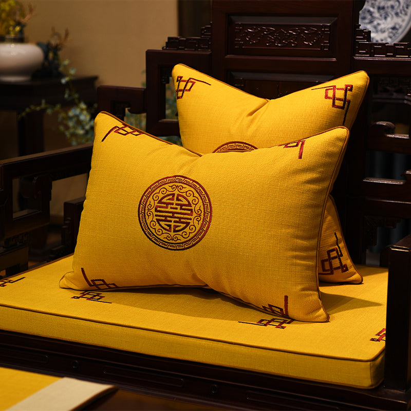 Auspicious Embroidery Linen Traditional Chinese Cushion Covers