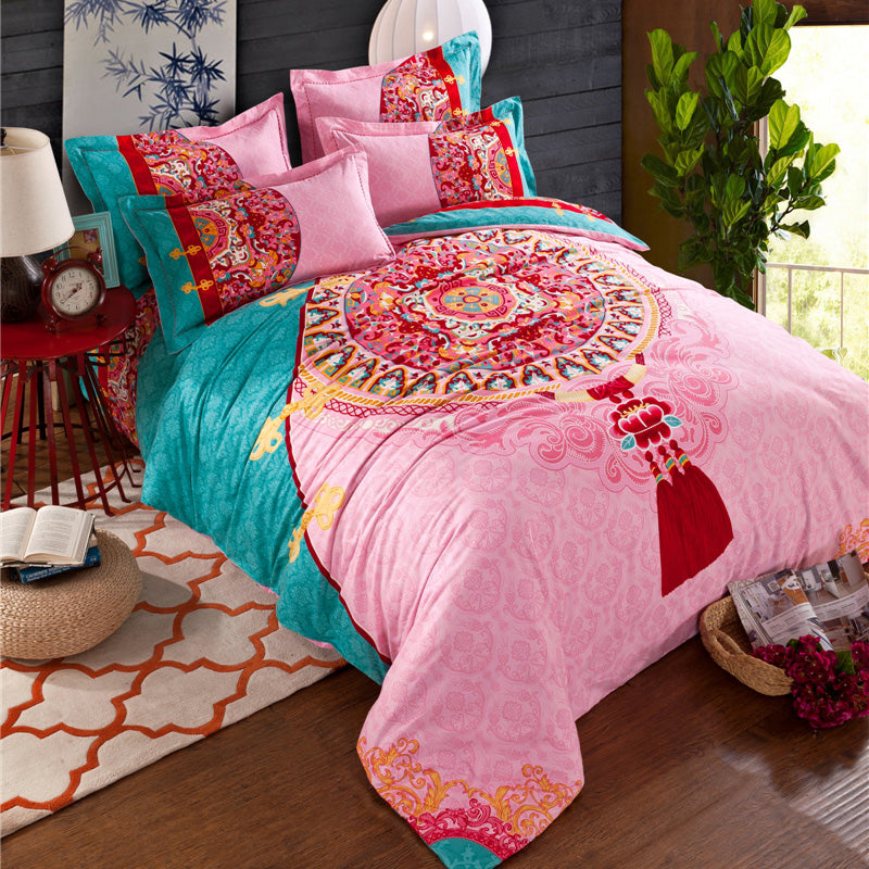 Auspicious Pattern 4-Piece Chinese Style Bedding Set