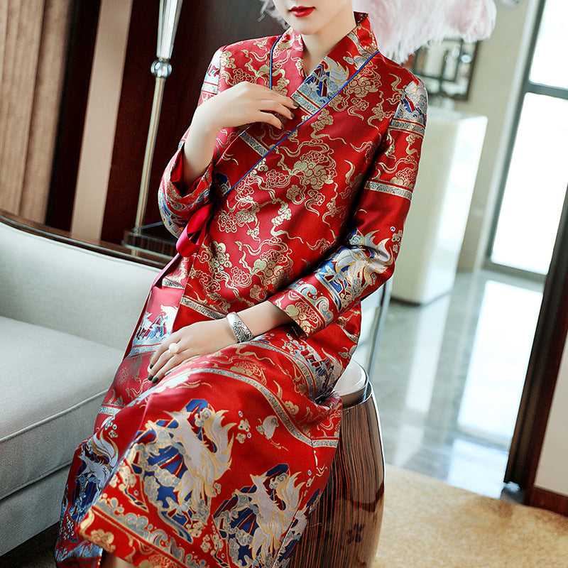 Auspicious Pattern Fancy Cotton Lace Up Chinese Wind Coat Retro Han Costume