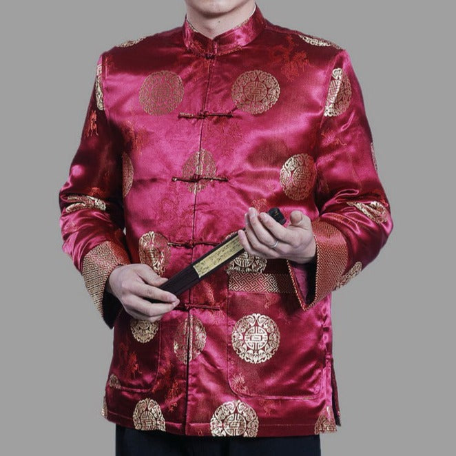 Auspicious Pattern Traditional Brocade Chinese Wadded Jacket