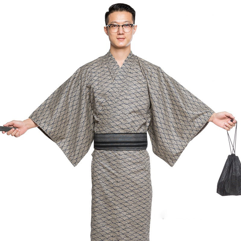 Auspicious Pattern Traditional Japanese Kimono Retro Samurai Robe