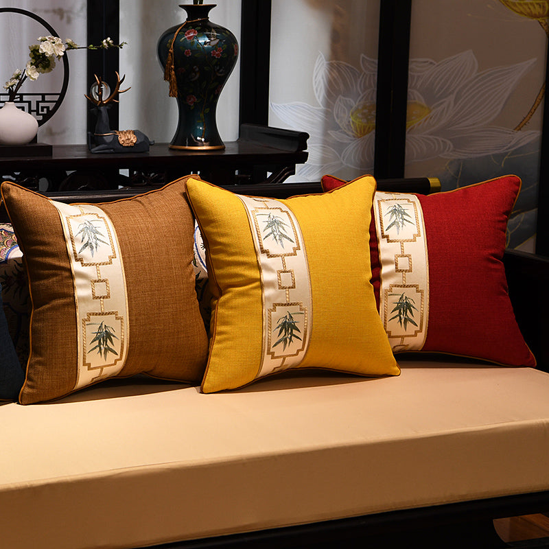 Bamboo Embroidery Linen Traditional Chinese Cushion Covers