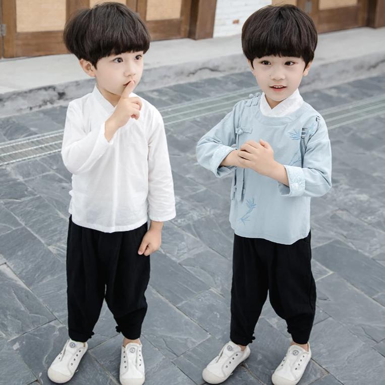 Bird Embroidery Kid's Kung-fu Suit 3-Pieces Traditional Chinese Suit