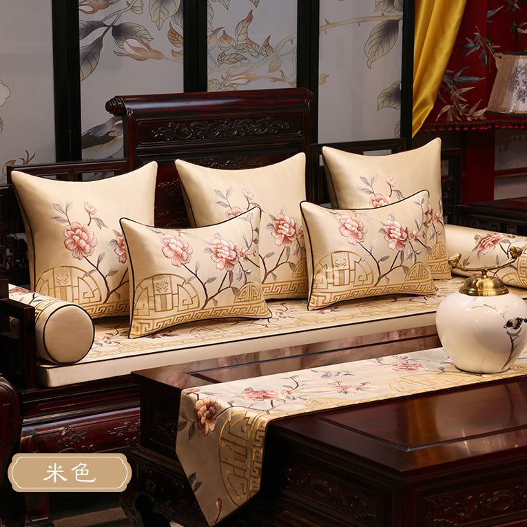 Bird & Floral Embroidery Brocade Traditional Chinese Cushion Covers