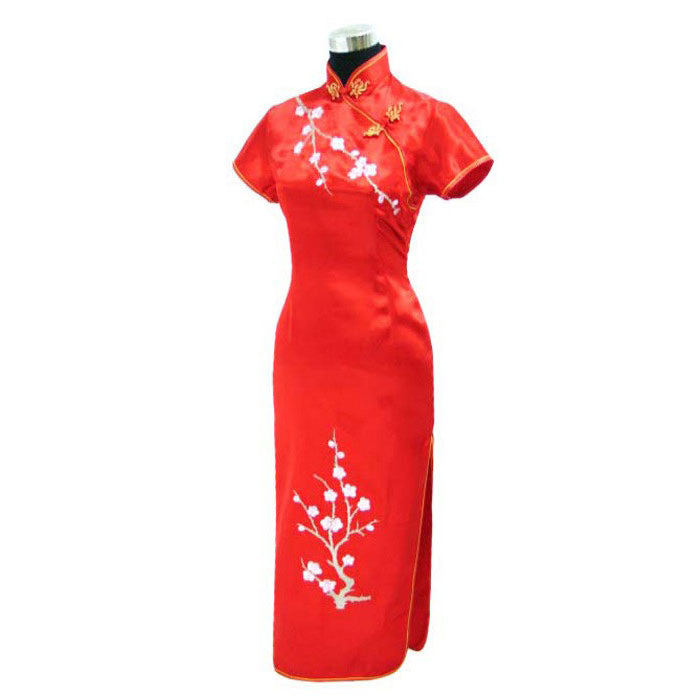 Cheongsam Evening Dress with Plum Blossom Embroidery