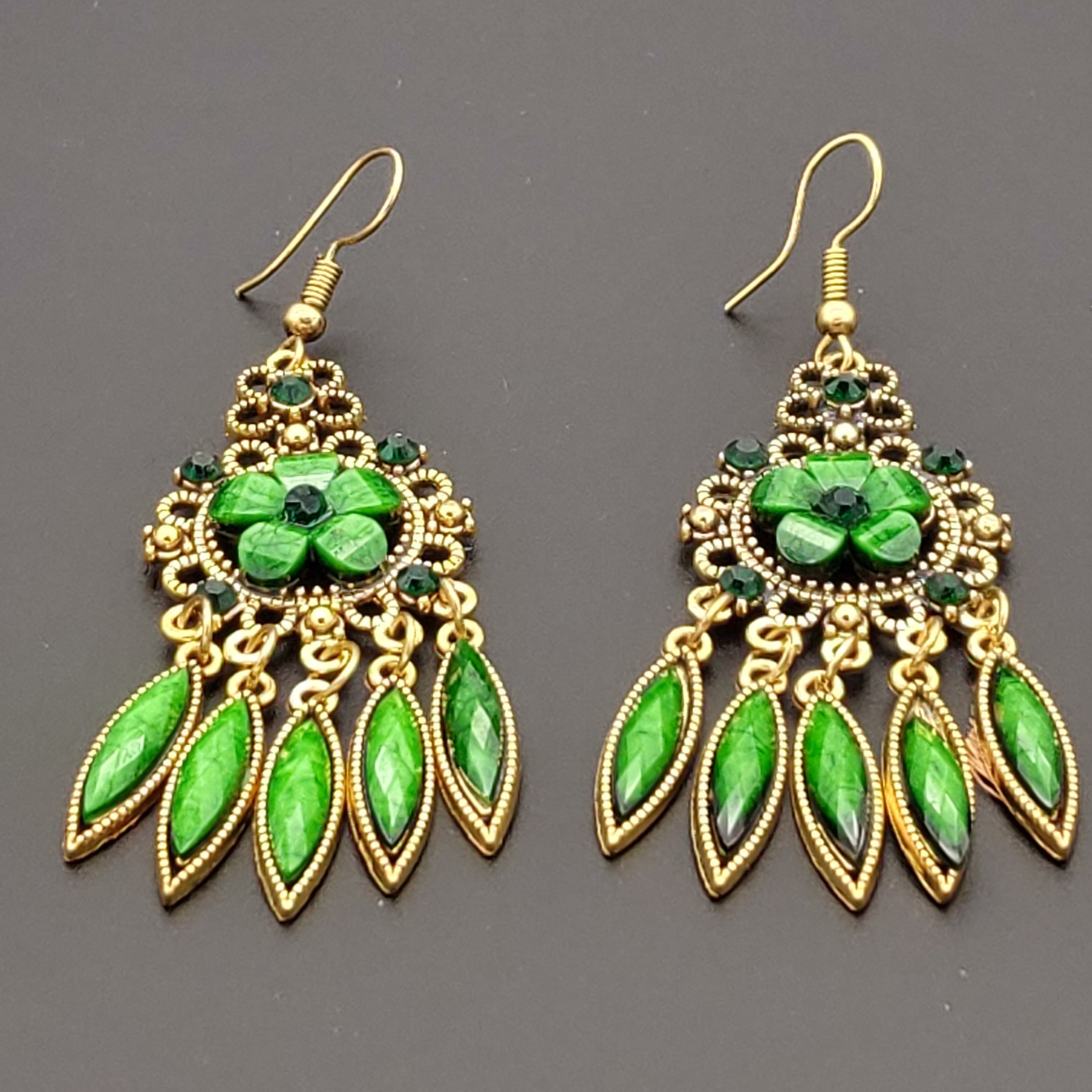 Cheongsam Matched Chinese Style Green Flower Earrings