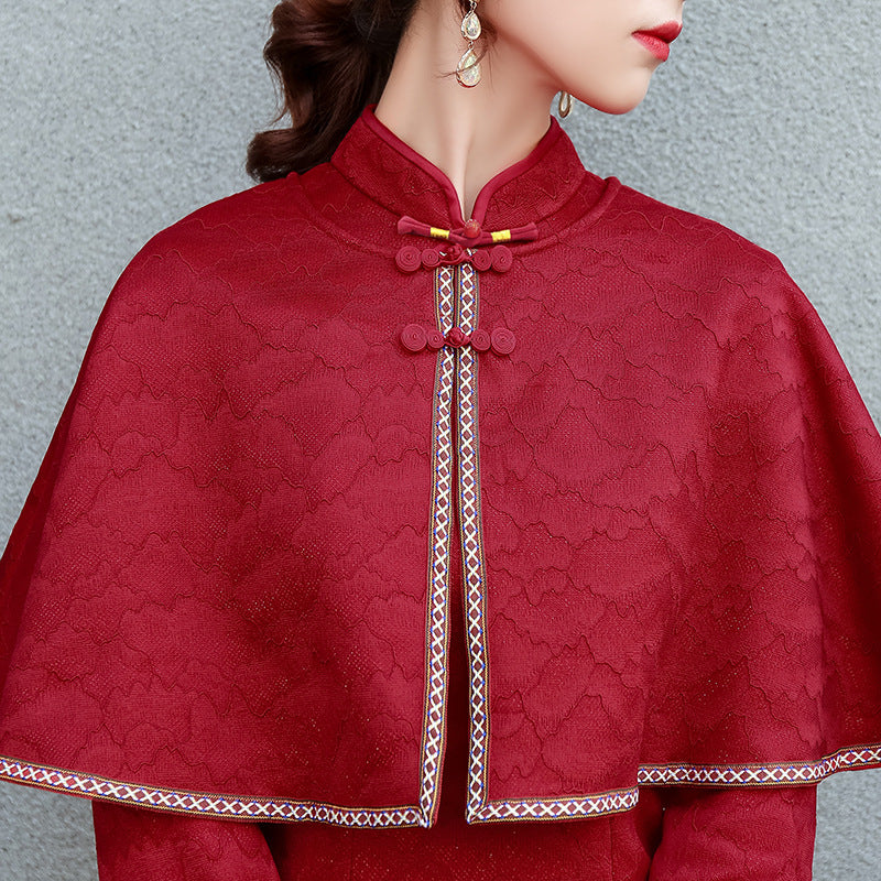 Cheongsam Matched Lace Shawl Cloak Bolero Jacket