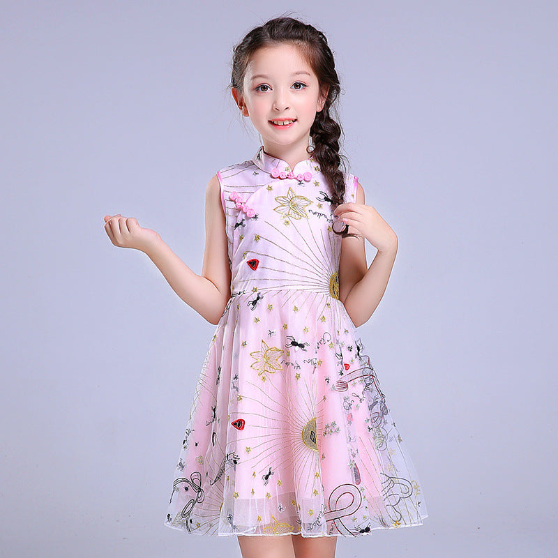 Cheongsam Top Tulle Skirt Kid's Chinese Dress Princess Dress