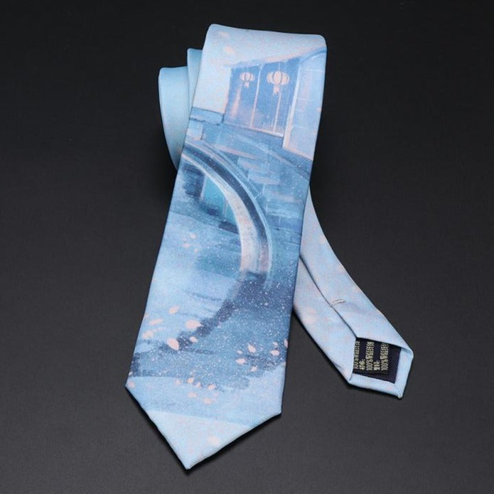 Chinese Bridge Pattern Oriental Style Gentleman Necktie