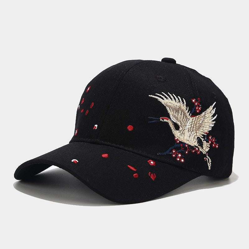 Chinese Crane Embroidery Unisex Oriental Snapback Baseball Cap