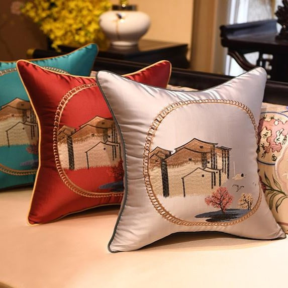 Chinese House Embroidery Brocade Traditional Cushion Covers