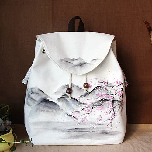 Chinese Landscape Painting Chinese Style Canvas Backpack Schoolbag