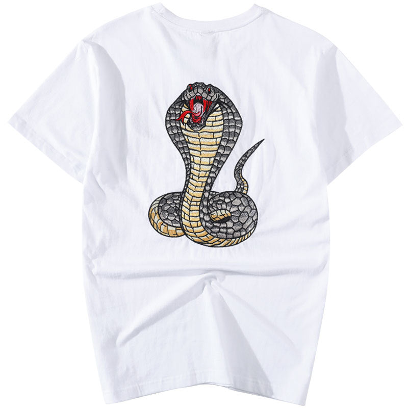 Cobra Embroidery 100% Cotton Short Sleeve Unisex T-shirt