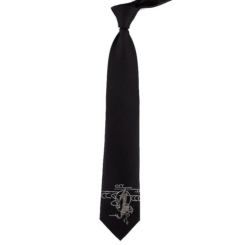 Crane Embroidery Oriental Style Gentleman Necktie