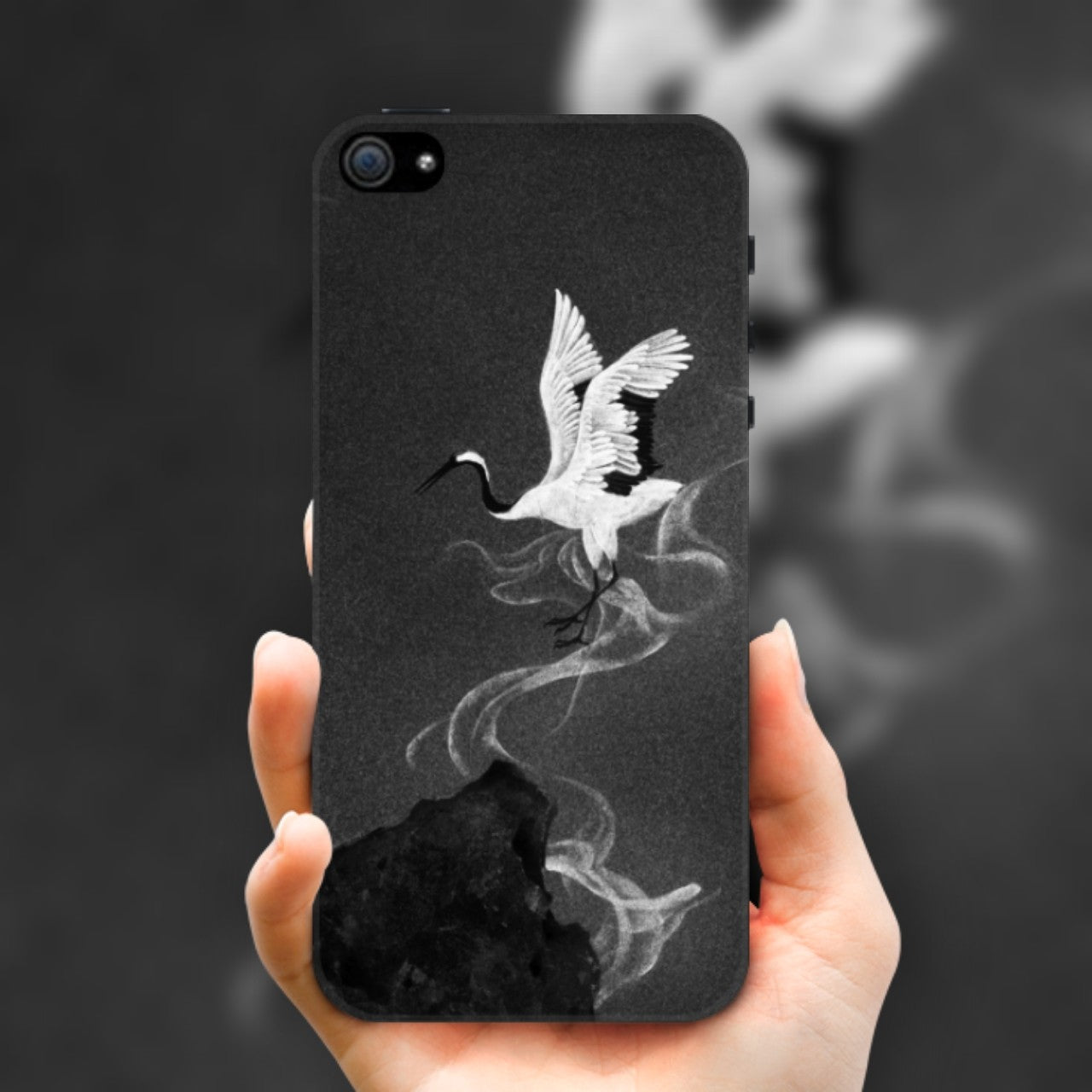 Crane Pattern Oriental Mobile Phone Case Compatible All iPhone Series