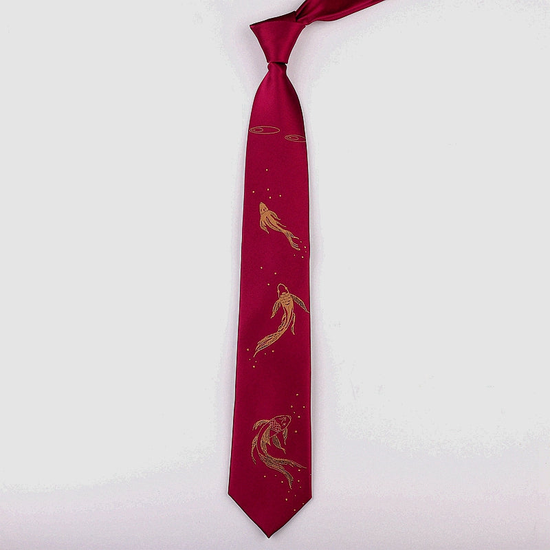 Cyprinus Pattern Oriental Style Gentleman Necktie