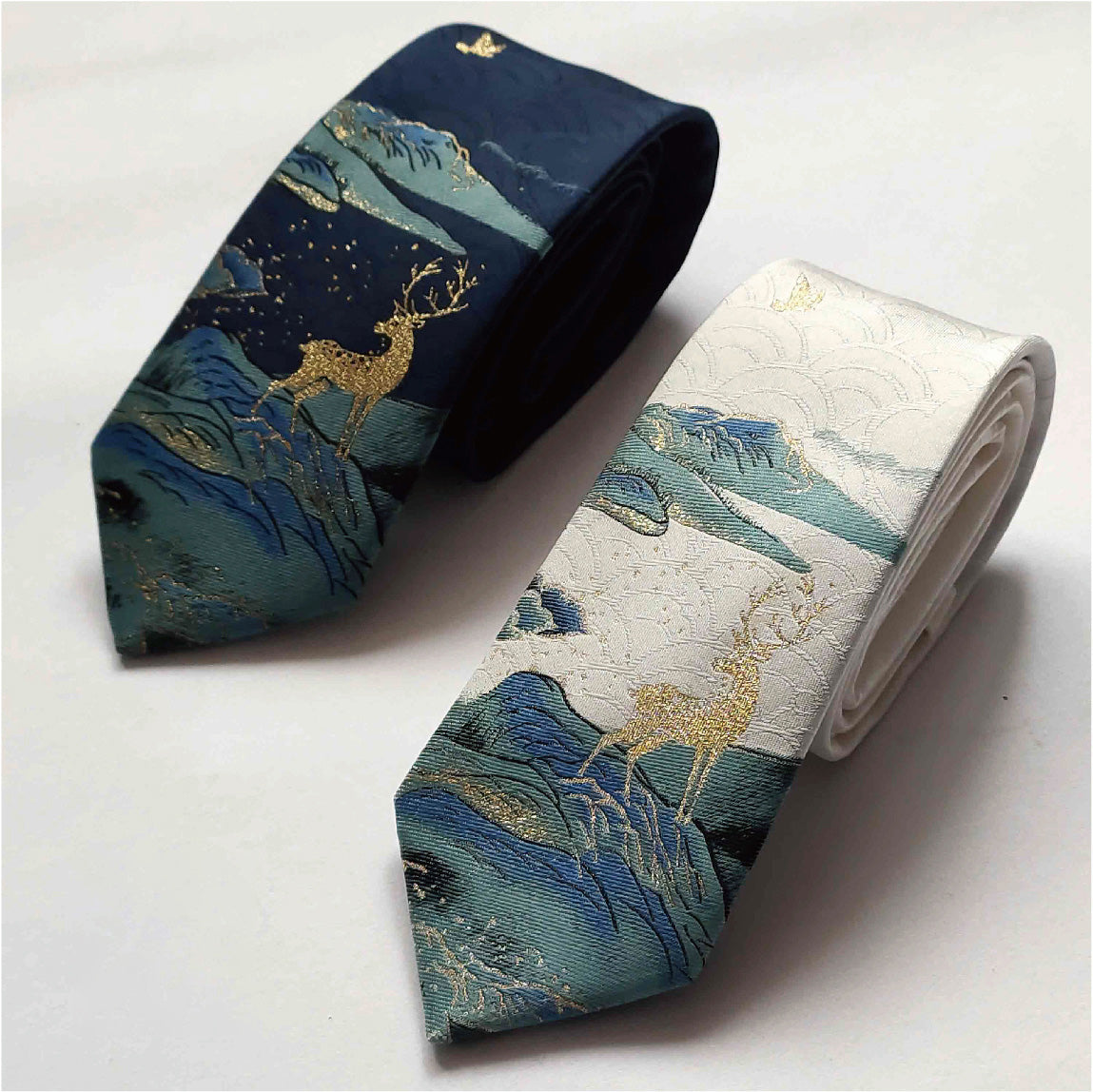 Deers Embroidery Oriental Style Gentleman Necktie