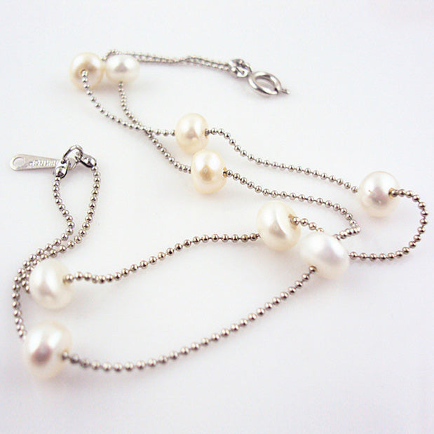 Double Chains Genuine Fresh Water Pearls Bracelet