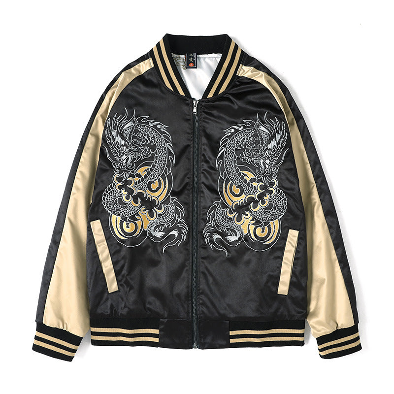 Dragon Ebroidery Oriental Baseball Jacket Pilot Jacket